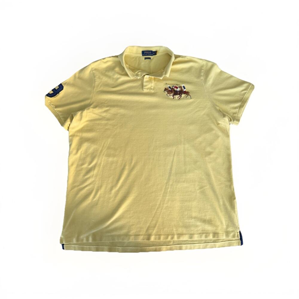 Polo Ralph Lauren Men’s XXL Tripple Pony Polo Shirt Yellow Classic Fit Classic